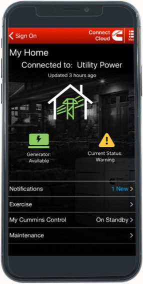 Cummins Cloud Connect Remote monitoring from a smartphone or tablet