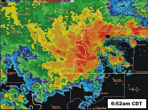 Memphis, TN radar image of Hurricane Elvis in July, 2003.