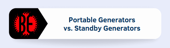 Resources link to our website page comparing portable generators to standby generators